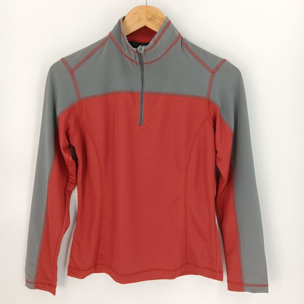 NORTH END LADIES MEDIUM BRICK/GRAY LONG SLEEVE SHIRT